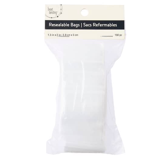 8 Packs: 150 ct. (1,200 total) 1.5" x 2" Resealable Zip Bags by Bead Landing™